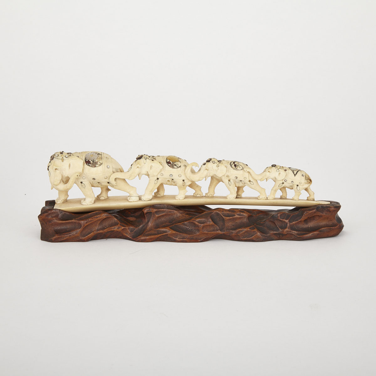 Carved Ivory Elephants, India, Late 19th Century (Stand Later)