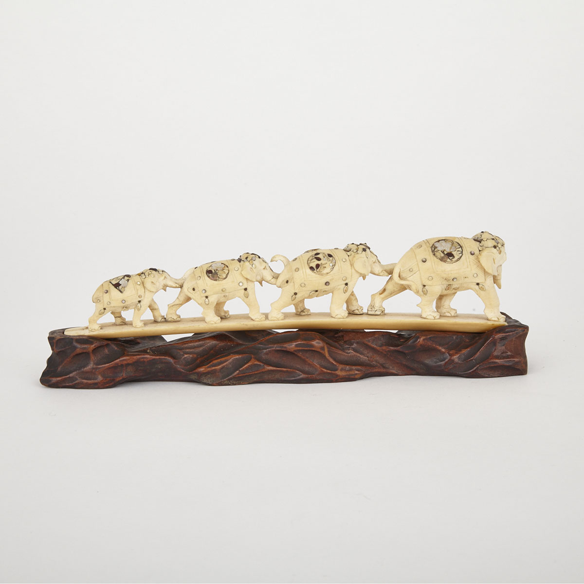 Carved Ivory Elephants, India, Late 19th Century (Stand Later)