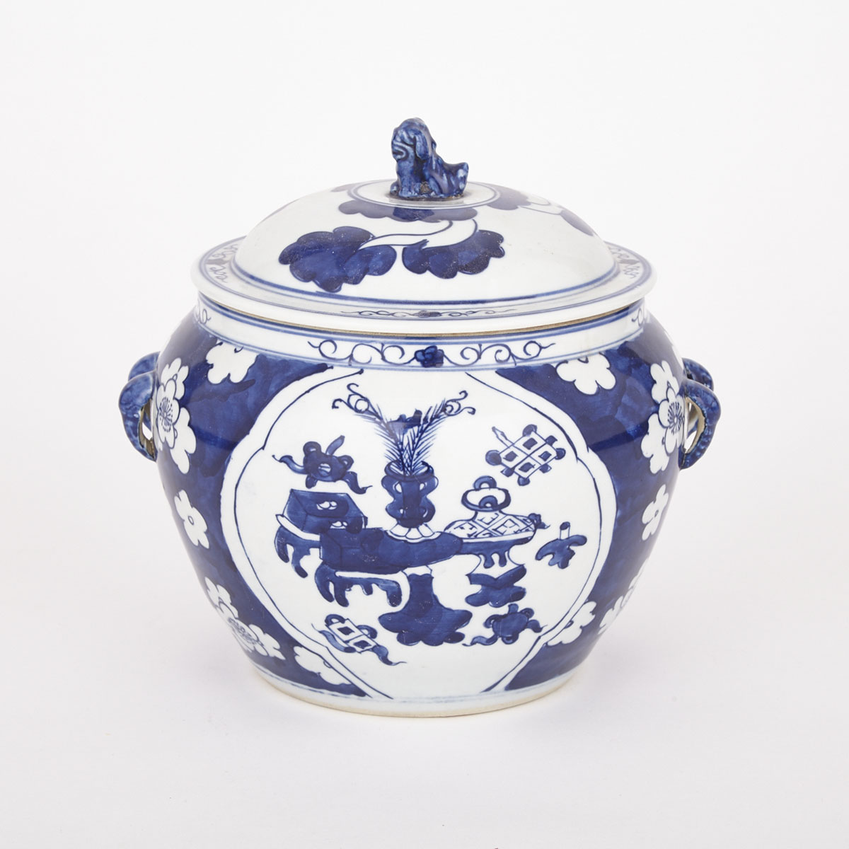 Blue and White Vessel and Cover, early 20th Century