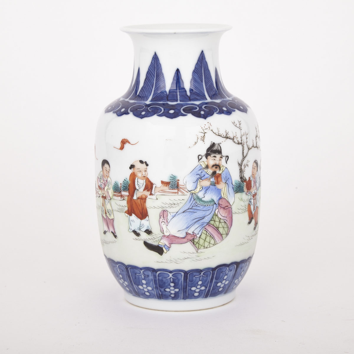 Blue and White Famille Rose Vase, Qianlong Mark