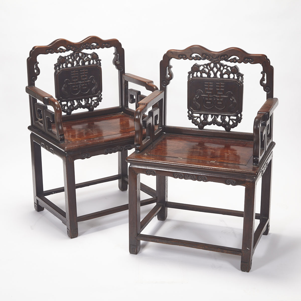 Pair of Rosewood Carved Chairs