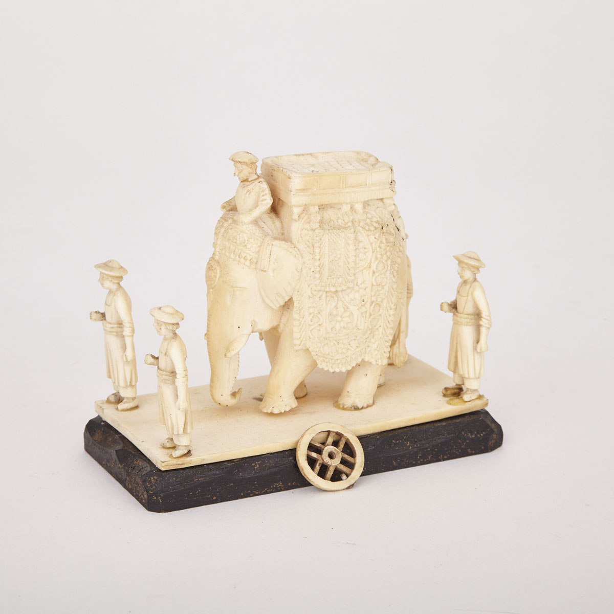Carved Ivory Elephant with Attendants, Early 20th Century