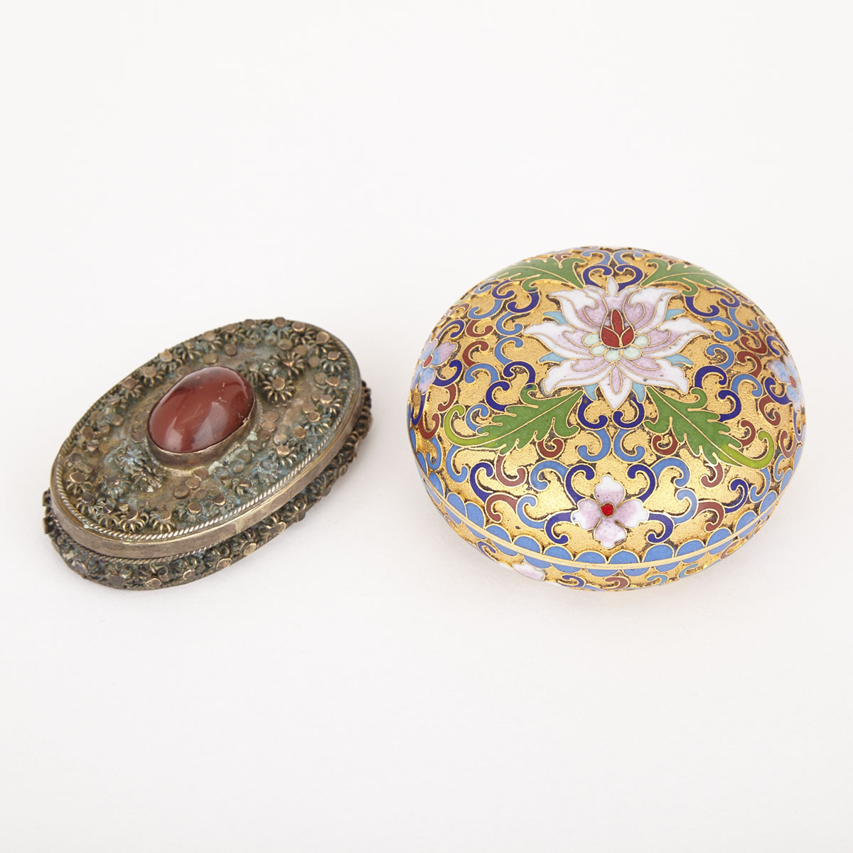 A Persian Cloisonne Cosmetic Box and a Canton Cloisonne, 19th and 20th Century