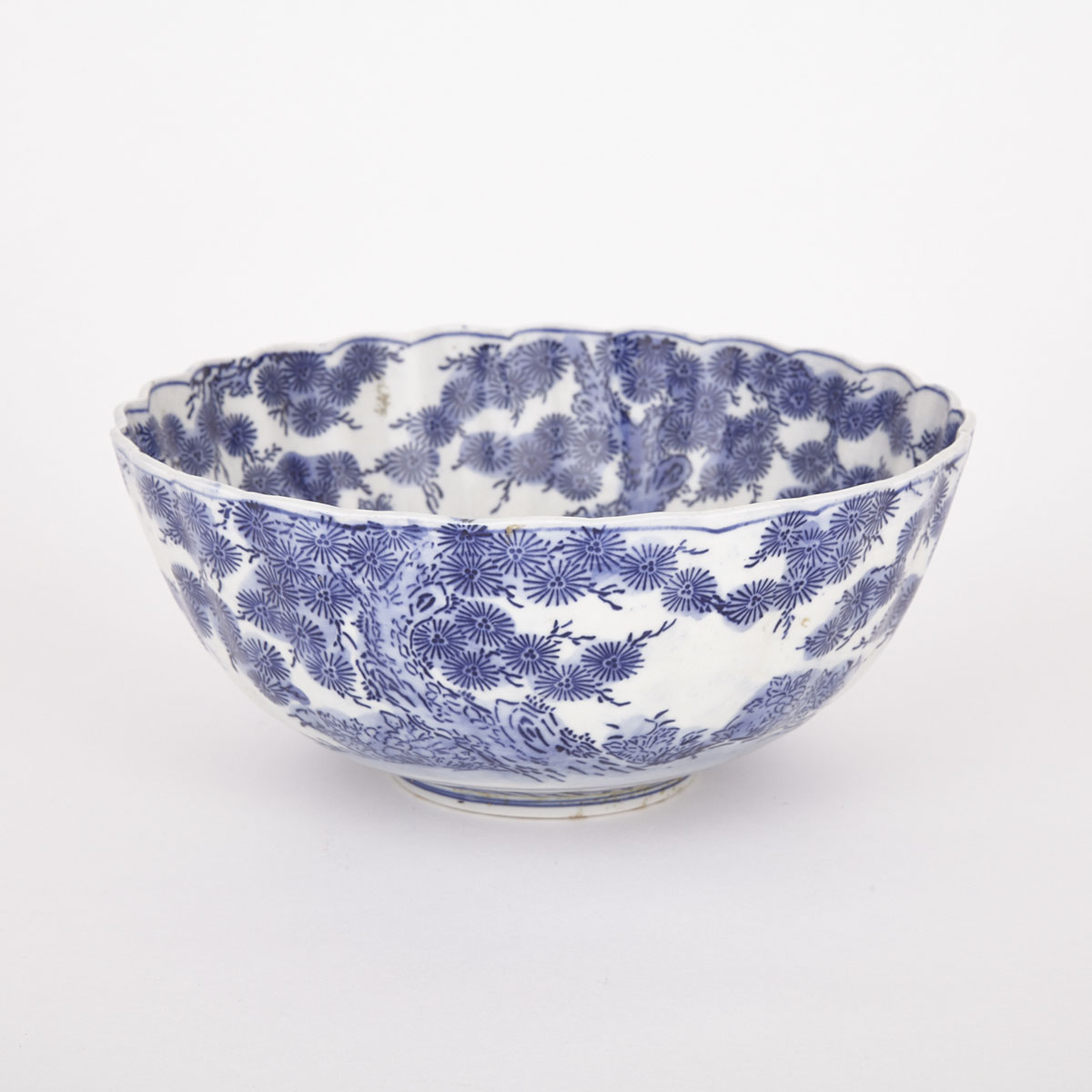 Japanese Blue and White Phoenix Bowl, Arita, Meiji Period