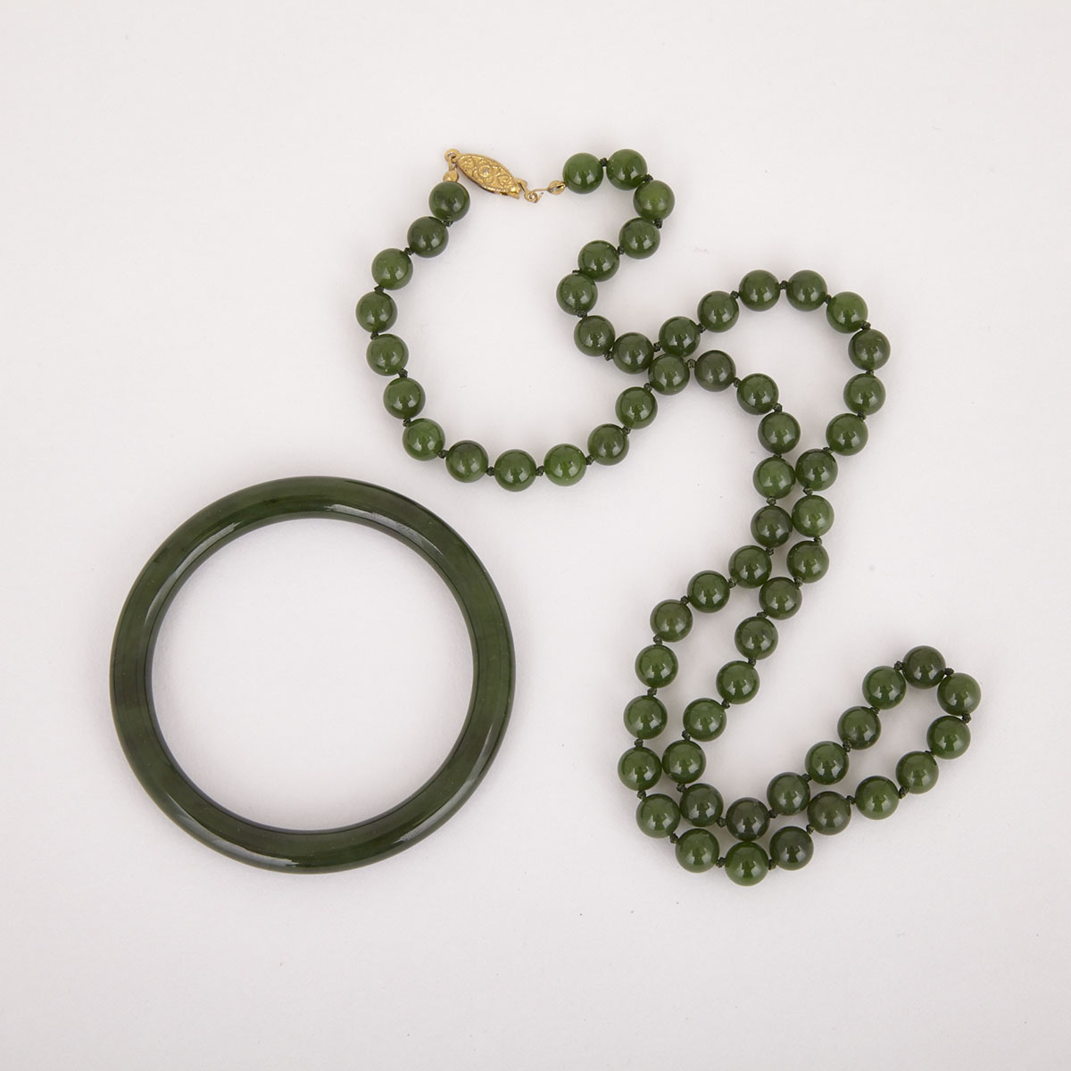 Spinach Jade Bangle and Beads