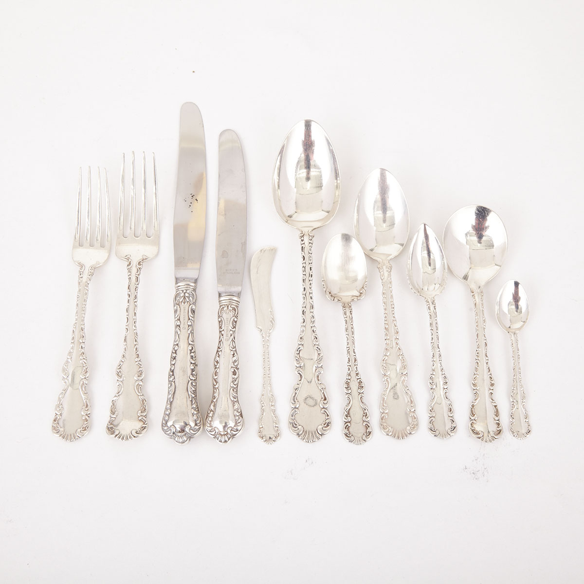 Canadian Silver ‘Louis XV’ Pattern Flatware, Henry Birks & Sons, Montreal, Que. and J.E. Ellis & Co., Toronto, Ont., early 20th century