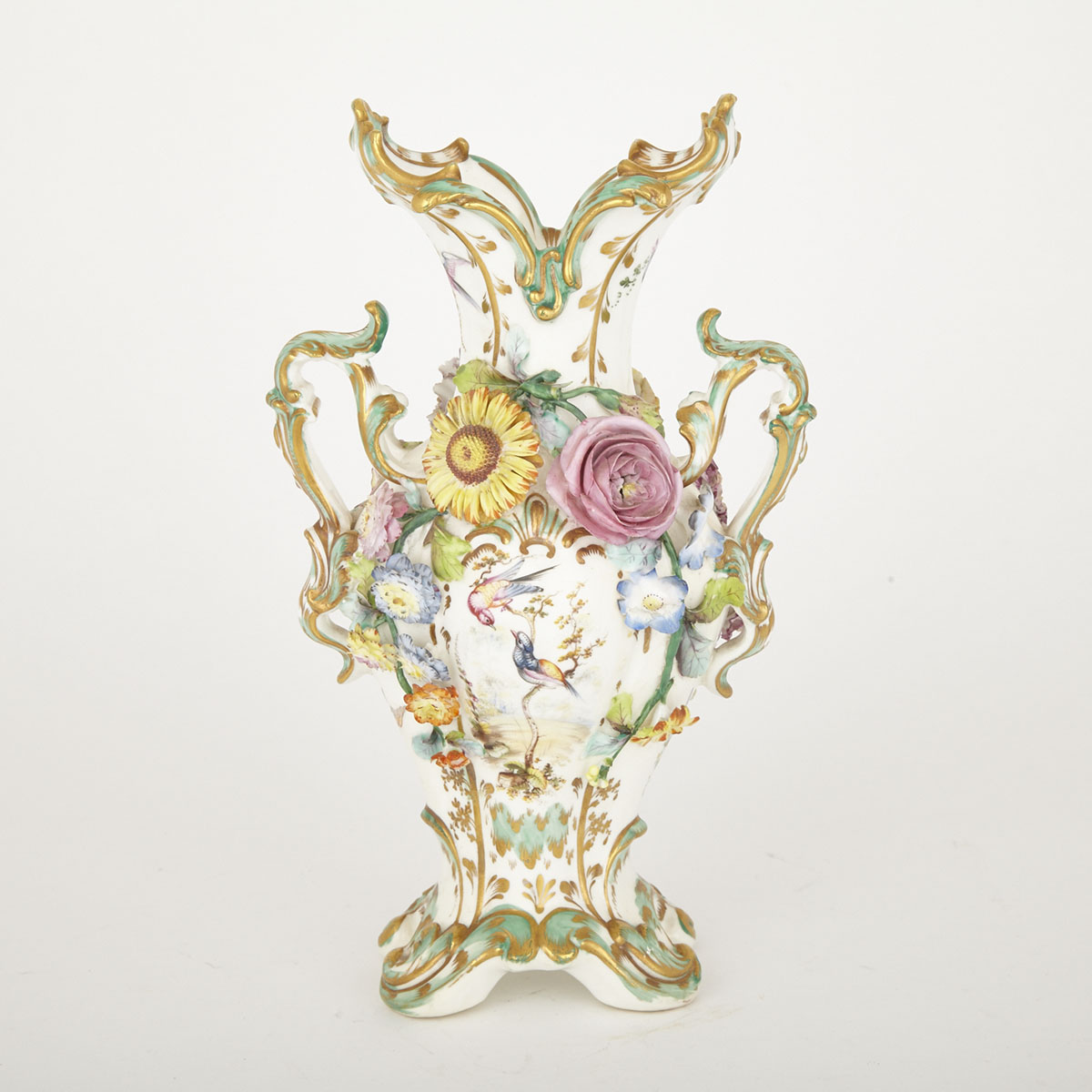 Coalbrookdale-Type Flower Encrusted Vase, c.1830