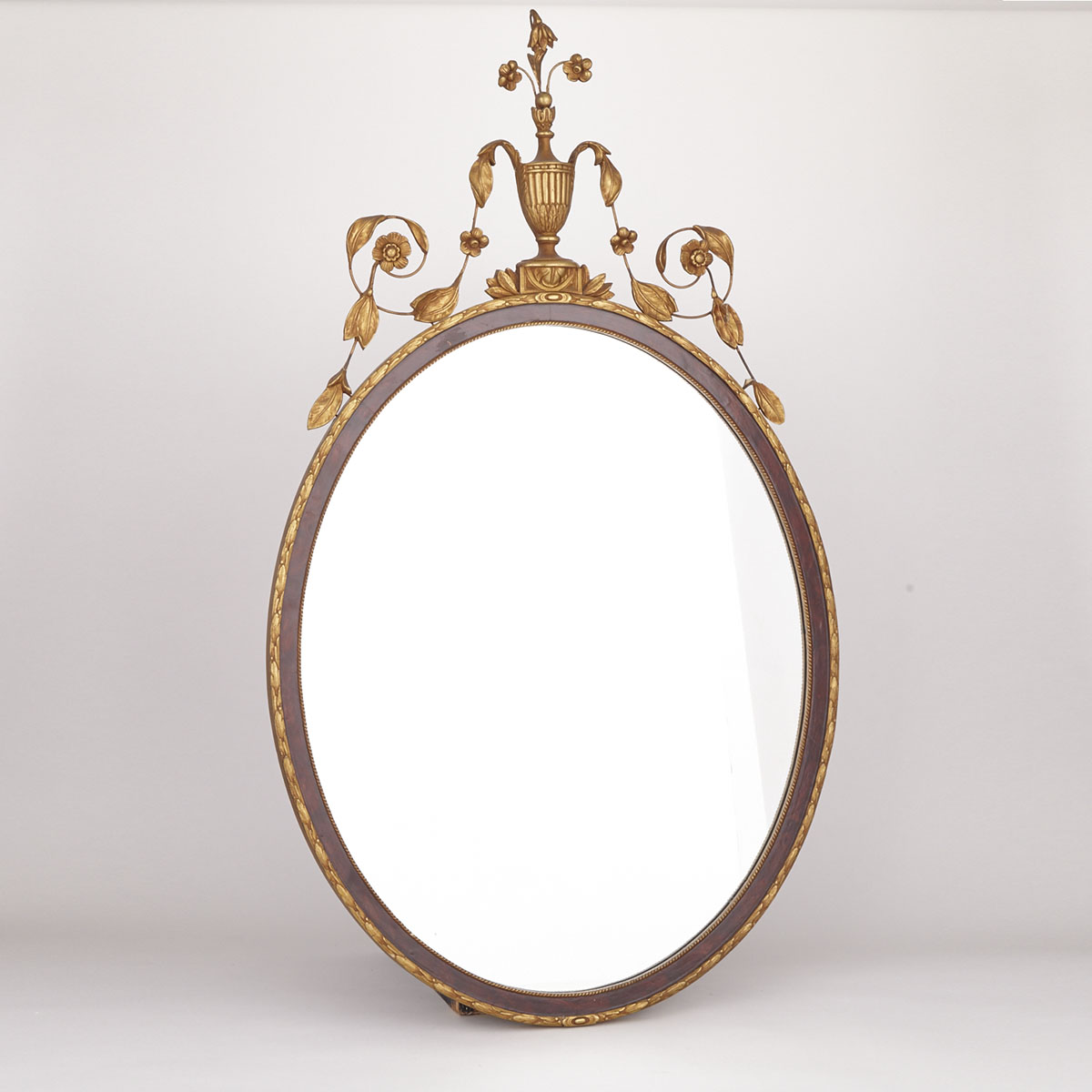 Neoclassical Giltwood Oval Hall Mirror, mid 20th century