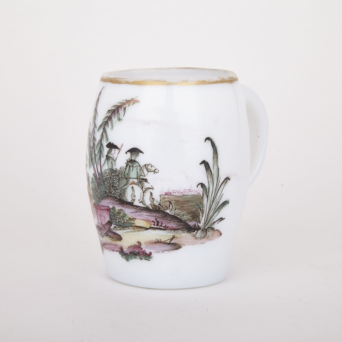 Continental Enameled Opaque Glass Mug, c.1780