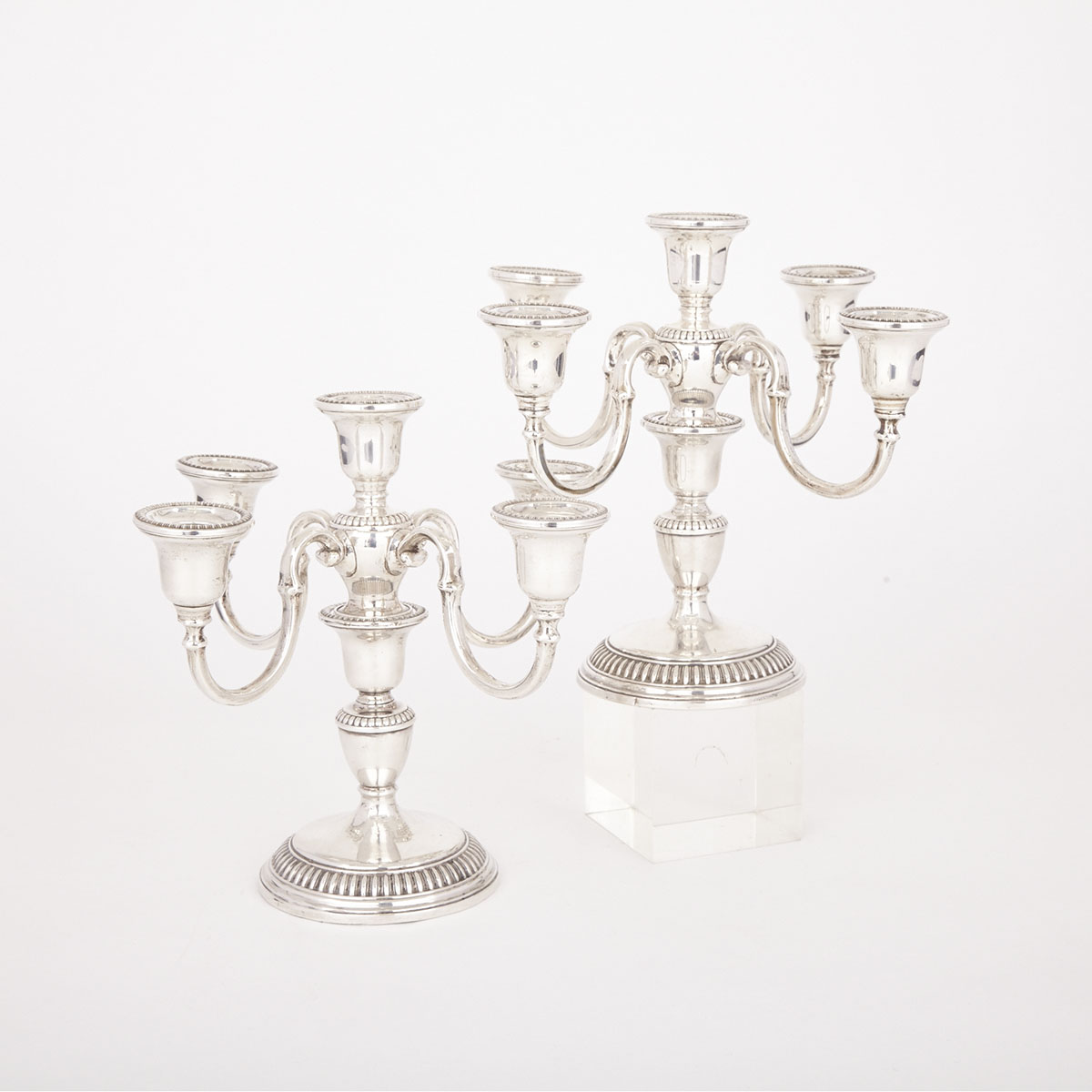 Pair of Canadian Silver Five-Light Candelabra, Henry Birks & Sons, Montreal, Que., 1946 
