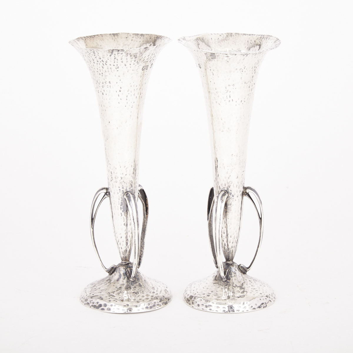 Pair of Edwardian Scottish Arts and Crafts Silver Vases, Hamilton & Inches, Edinburgh, 1906