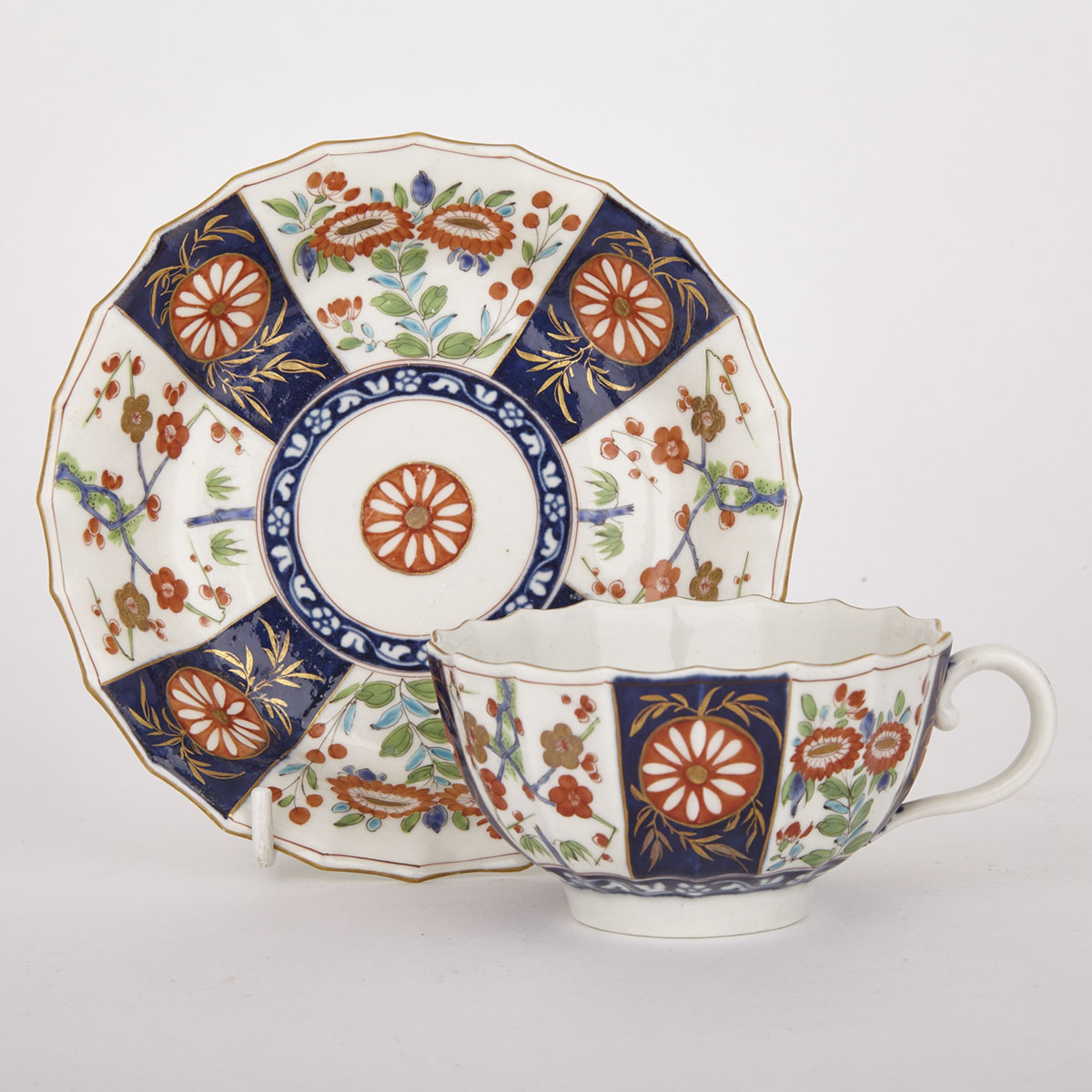Worcester ‘Queen’s’ Japan Pattern Cup and Saucer, c.1770
