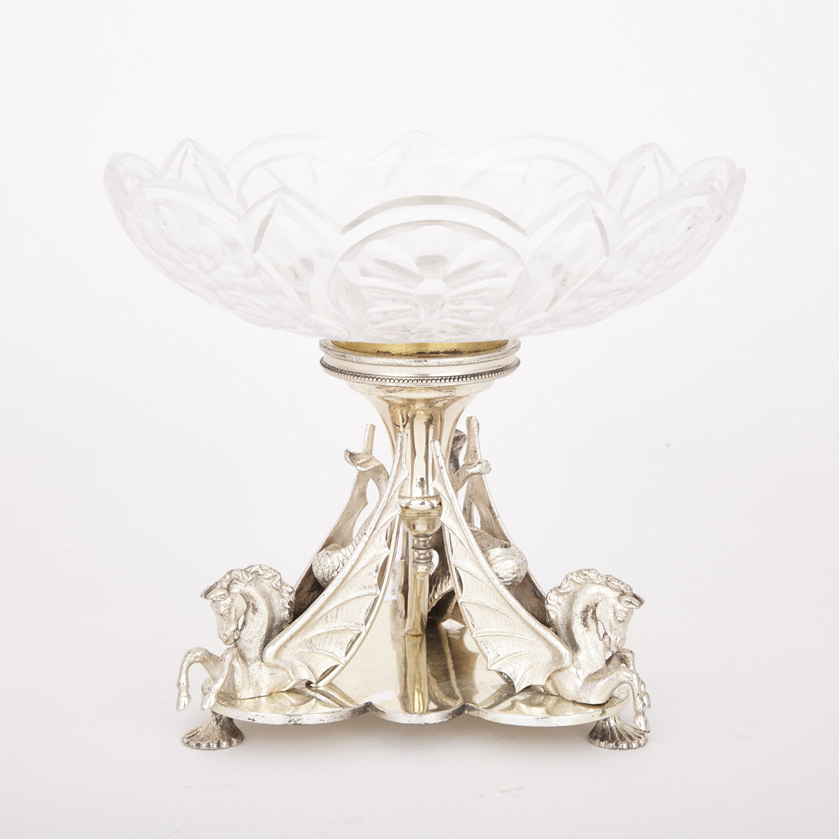Cut Glass and Silver Plate Compote, mid 20th century 