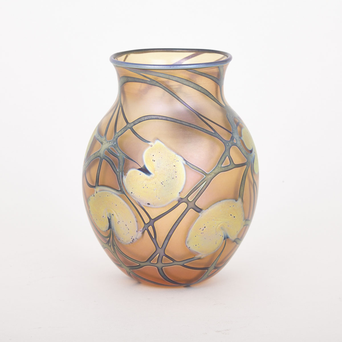 Charles Lotton (American, b.1935), Decorated Iridescent Glass Vase, 1985