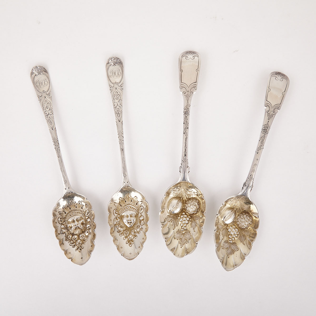Four Georgian Silver Berry Spoons, London, 1802-28