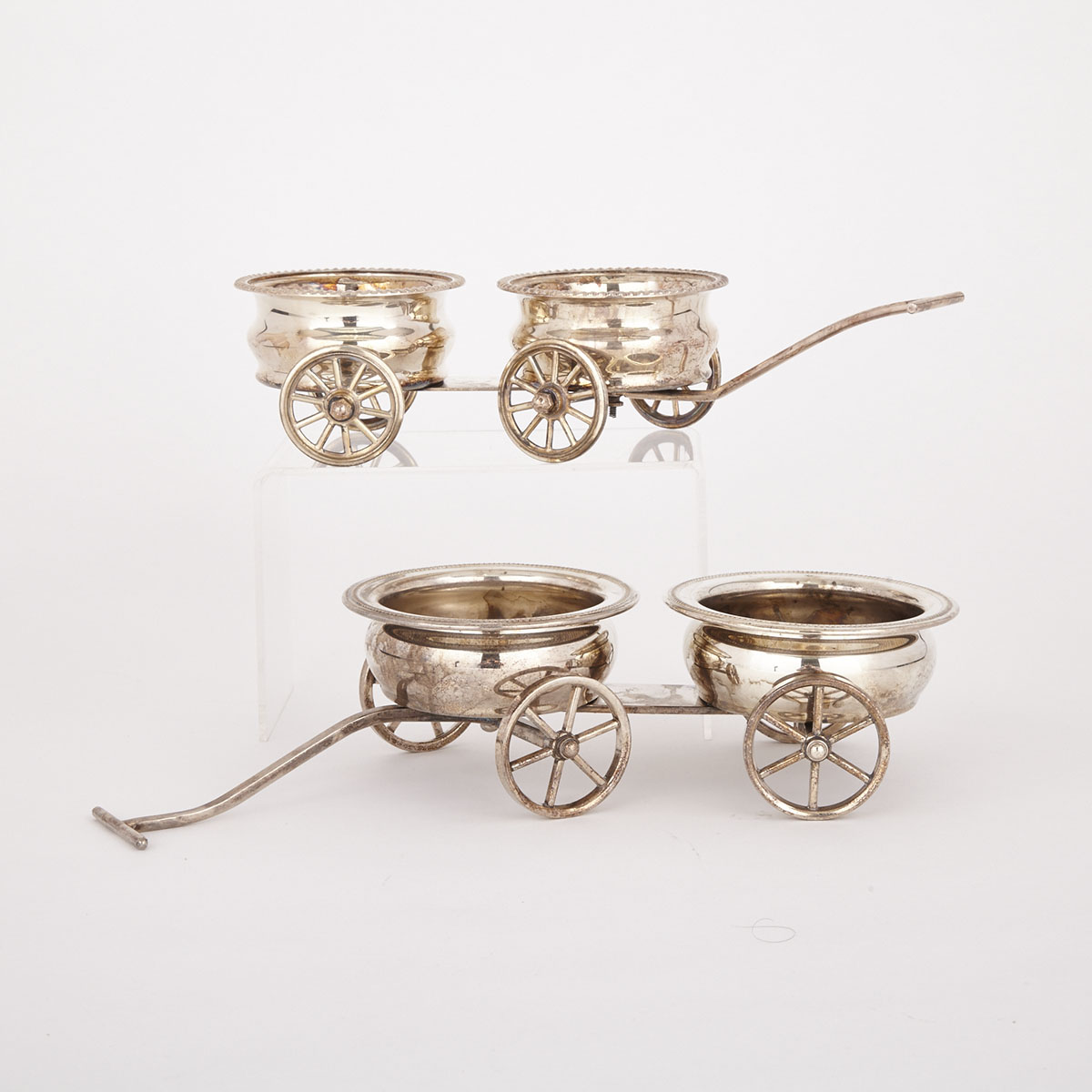 Two Silver Plated Wine Trolleys, 20th century