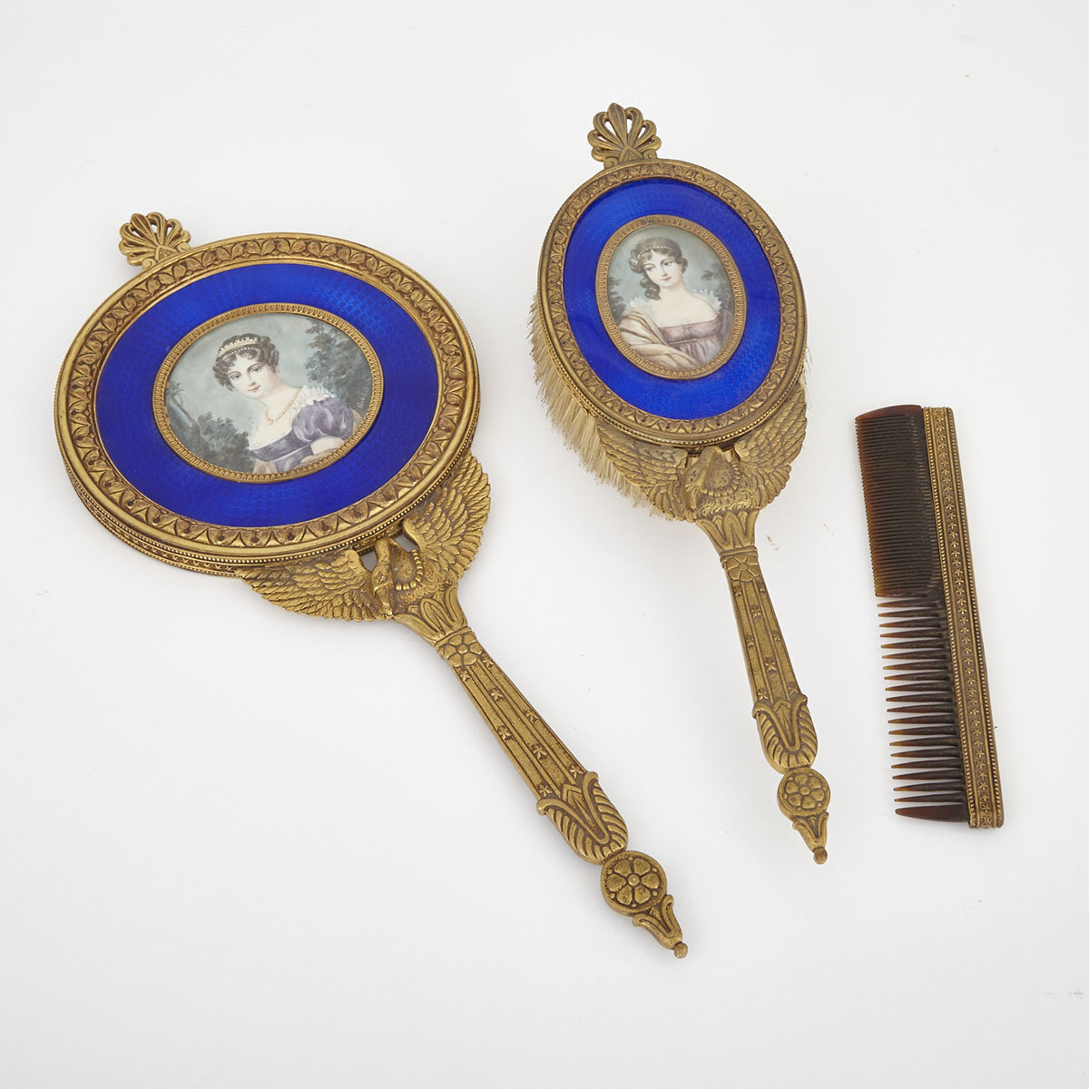 Three Piece French Ormolu Vanity Set, early 20th century