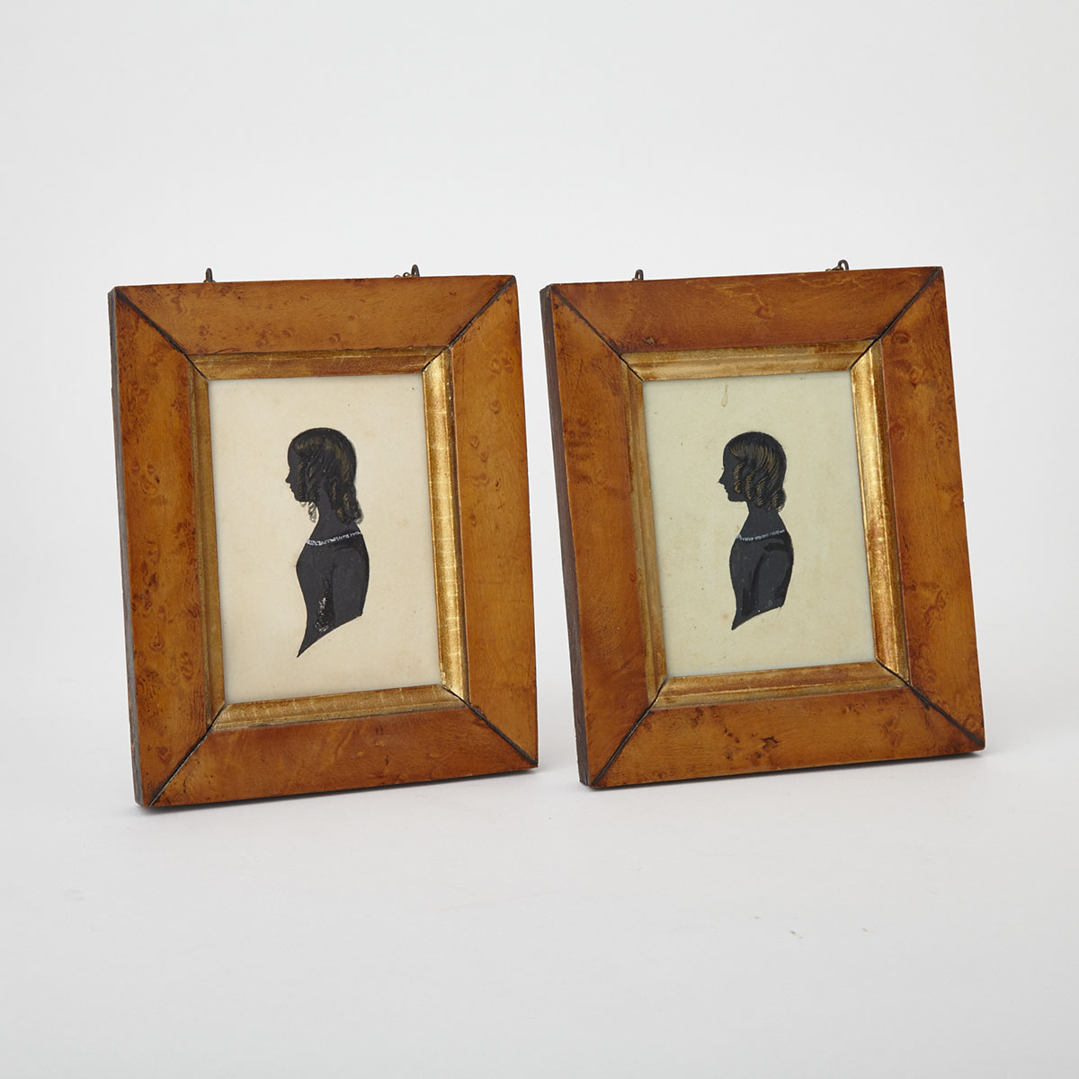 Pair of Canadian School Silhouette Portraits of Betsy and Hannah Harding, early 19th century 