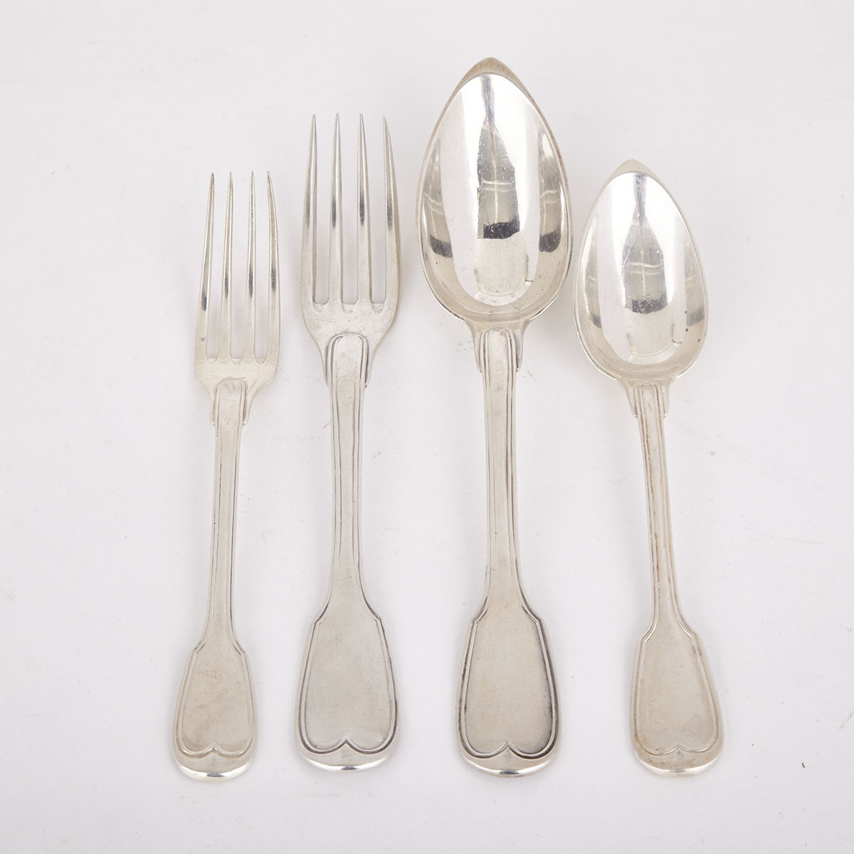 French Silver Fiddle and Thread Pattern Flatware Service, Paris, 19th century