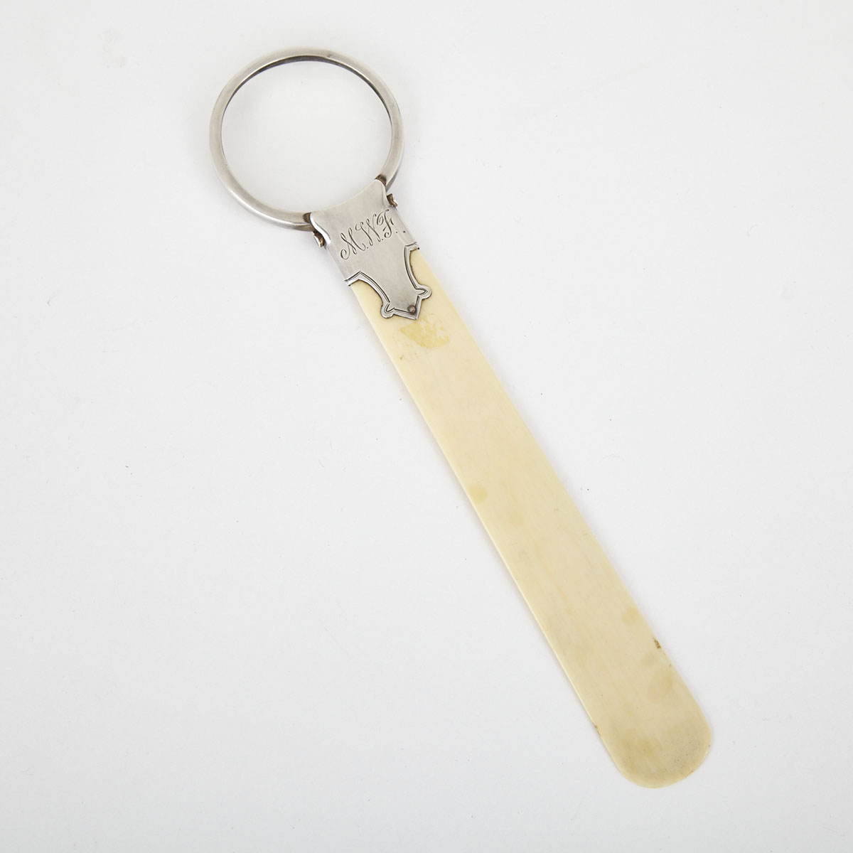 English Silver Mounted Ivory Paper Knife/Magnifying Glass, 1916
