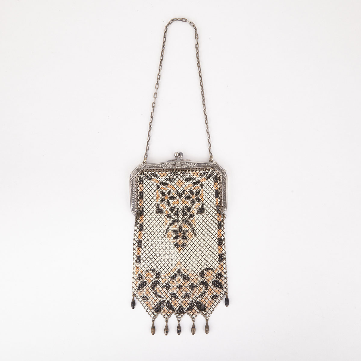 Art Deco Enamelled Mesh Evening Bag, Mandalian Manufacturing Co., c.1925