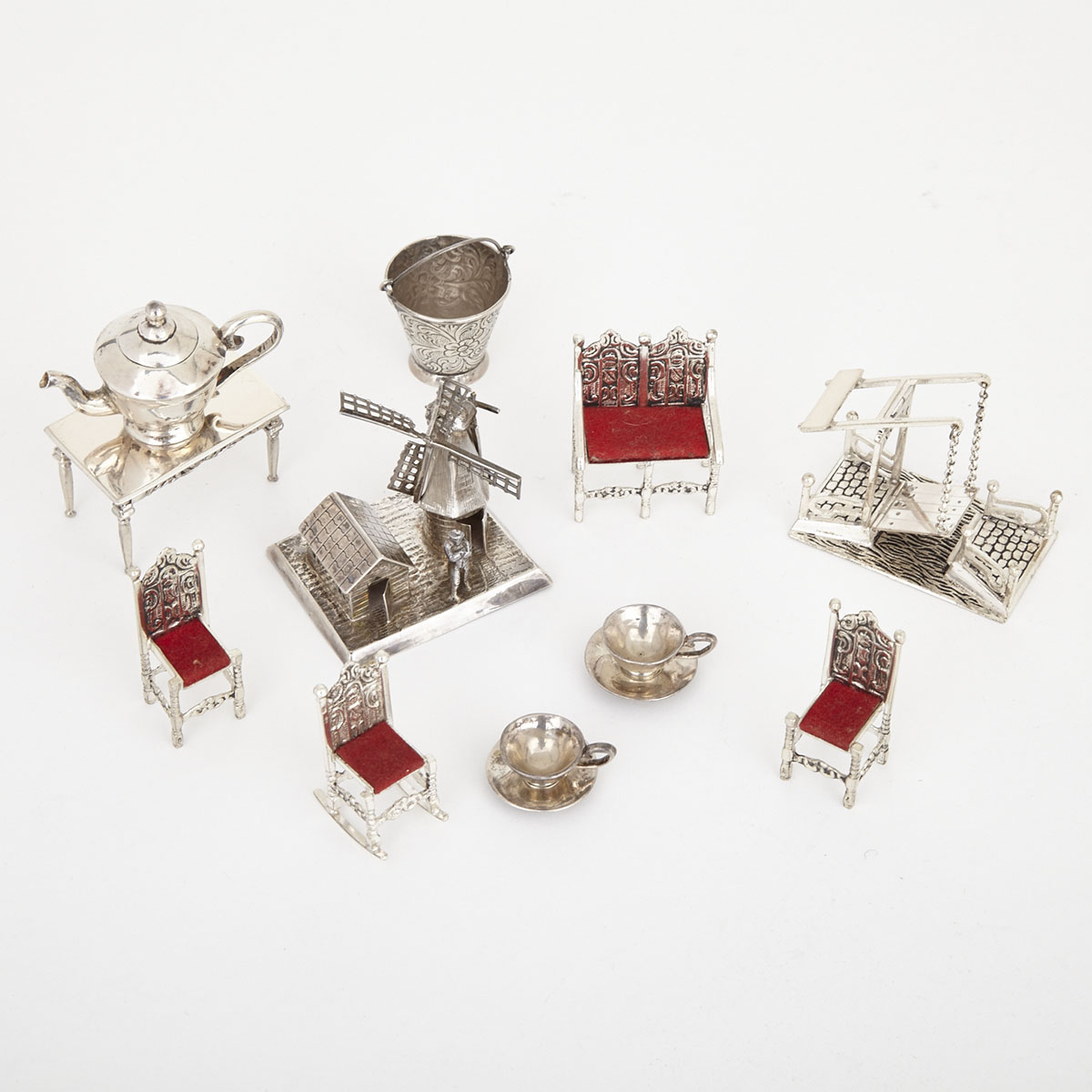 Group of Mainly Dutch Silver Miniatures, 20th century