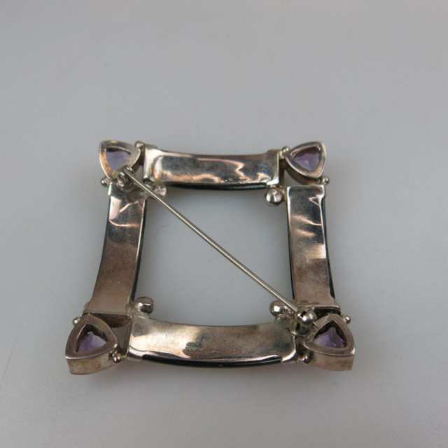 Nepalese Sterling Silver Square Brooch