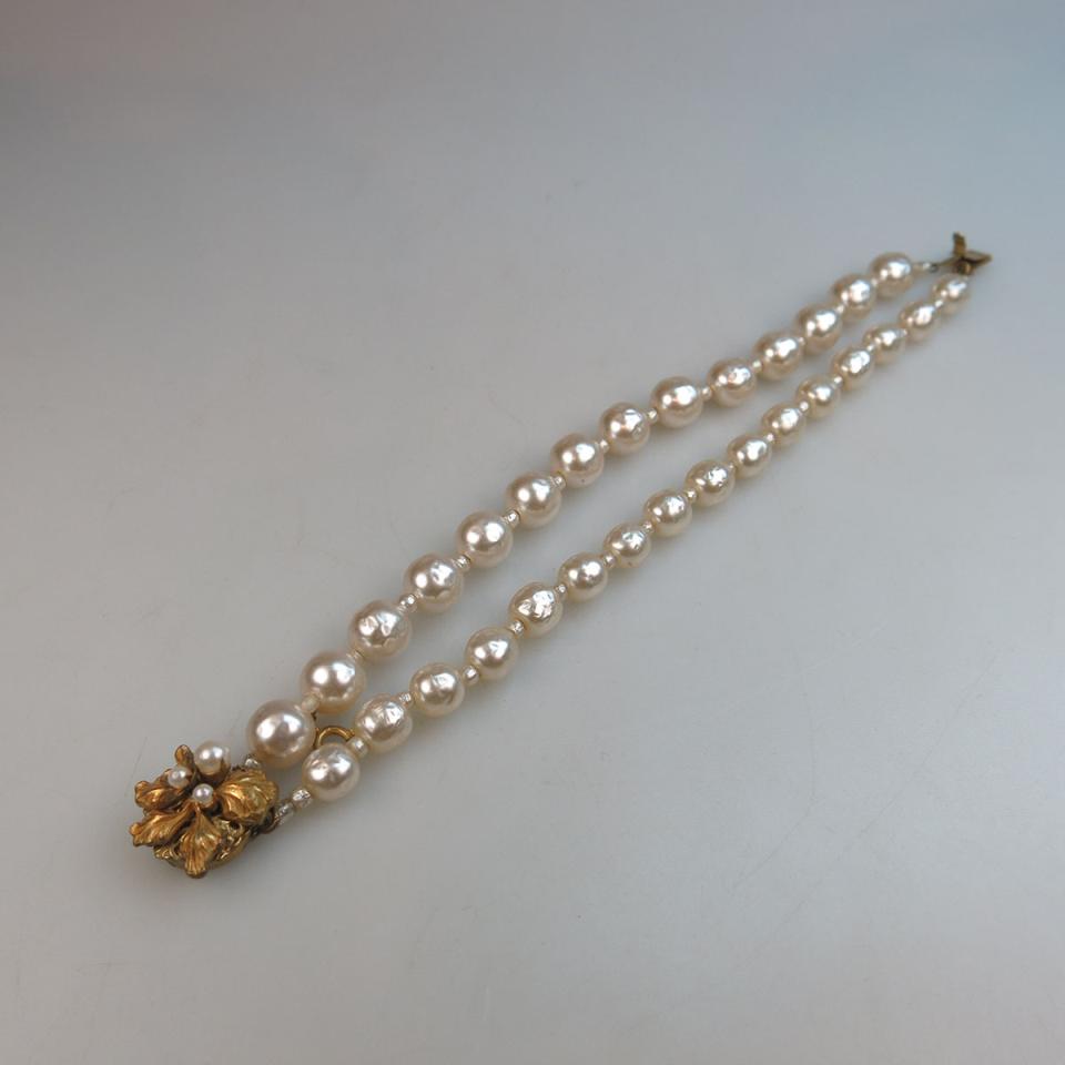 Miriam Haskell Double Strand Faux Pearl Bracelet