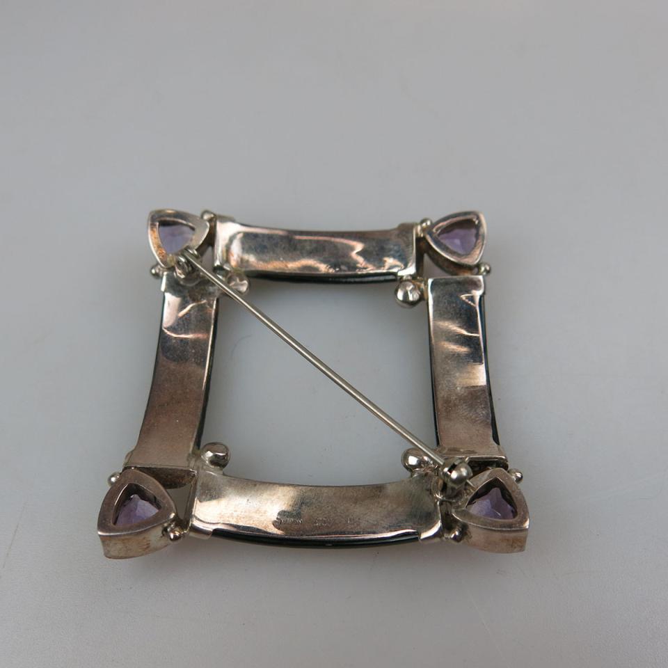 Nepalese Sterling Silver Square Brooch