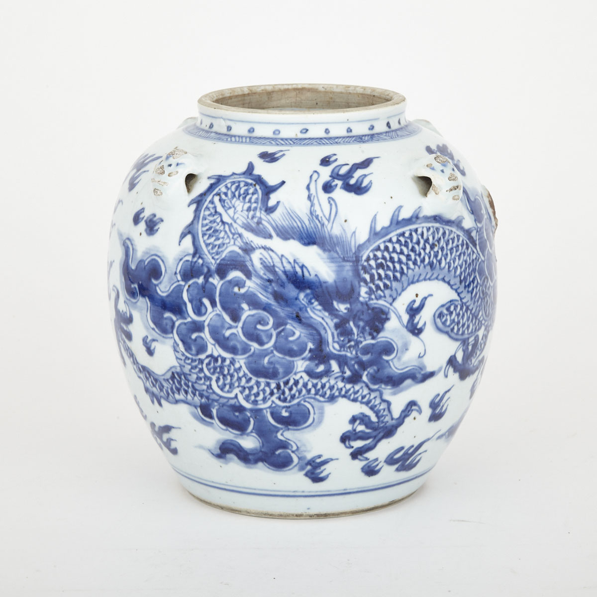Kangxi Blue and White Dragon Jar, and of the Period