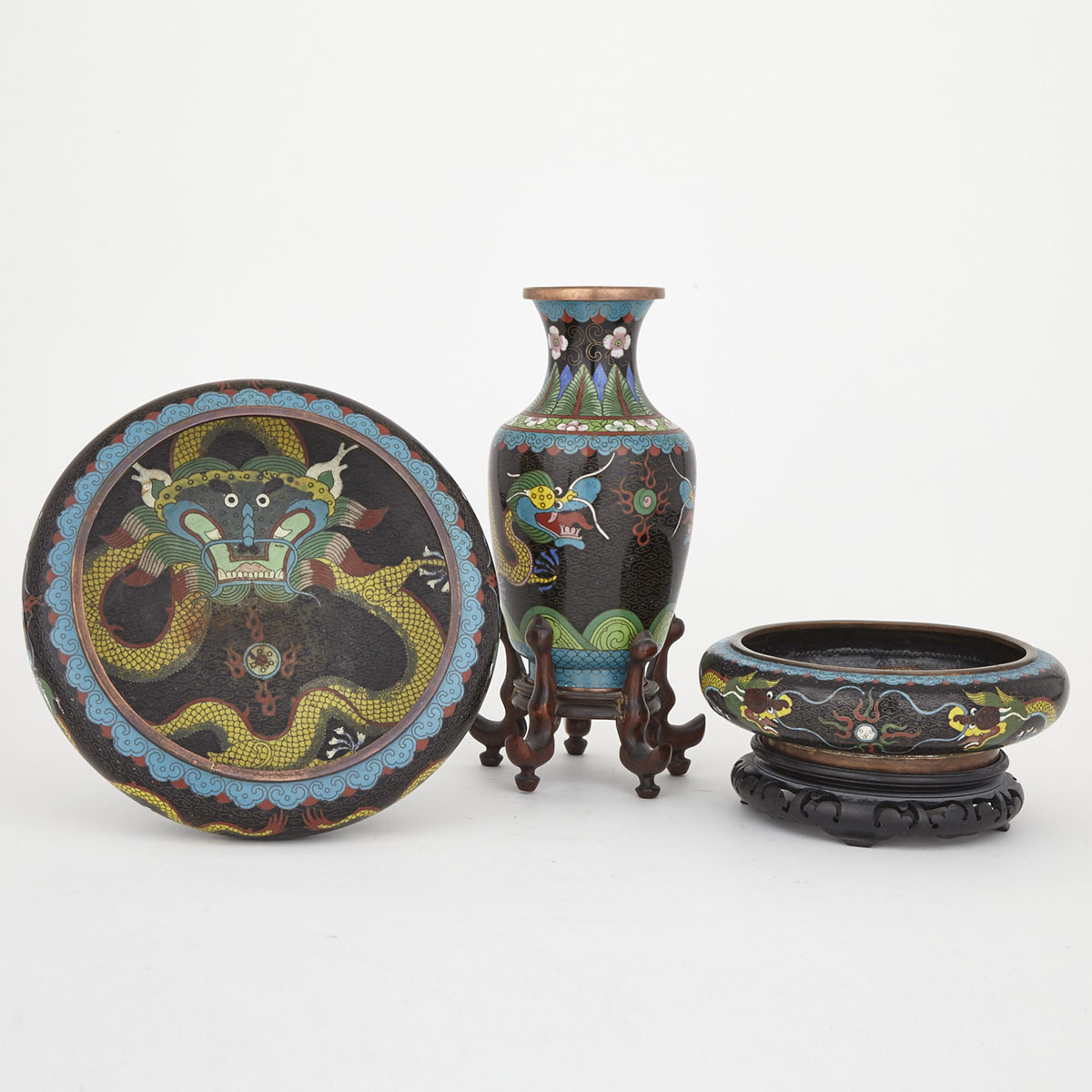 Three Cloisonne Vessels, Early 20th Century