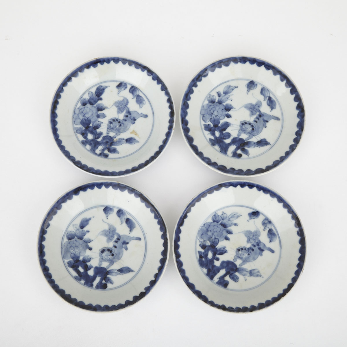 Set of Four Ming Dynasty Blue and White Plates