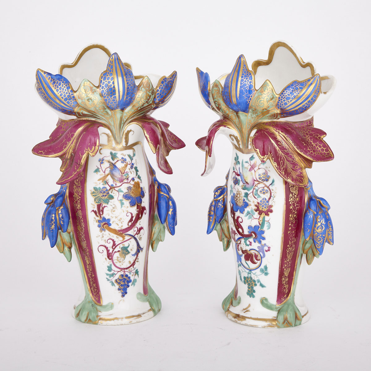 Pair of Paris Porcelain Mantel Vases, 19th century