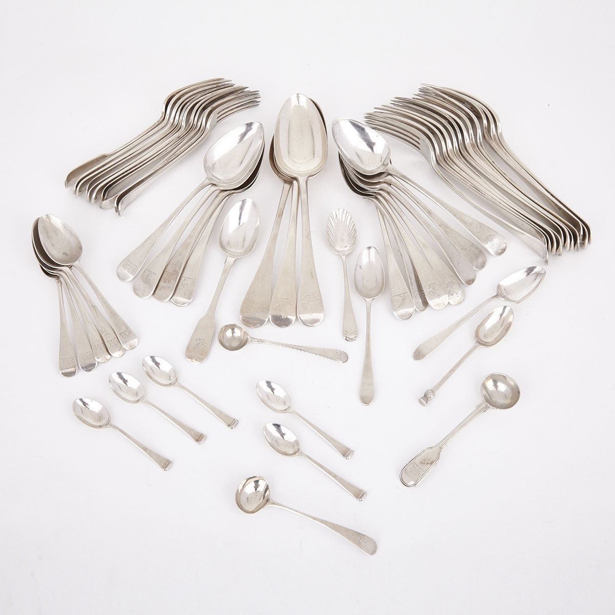 Group of George III and Later English Silver Flatware, 18th-20th century