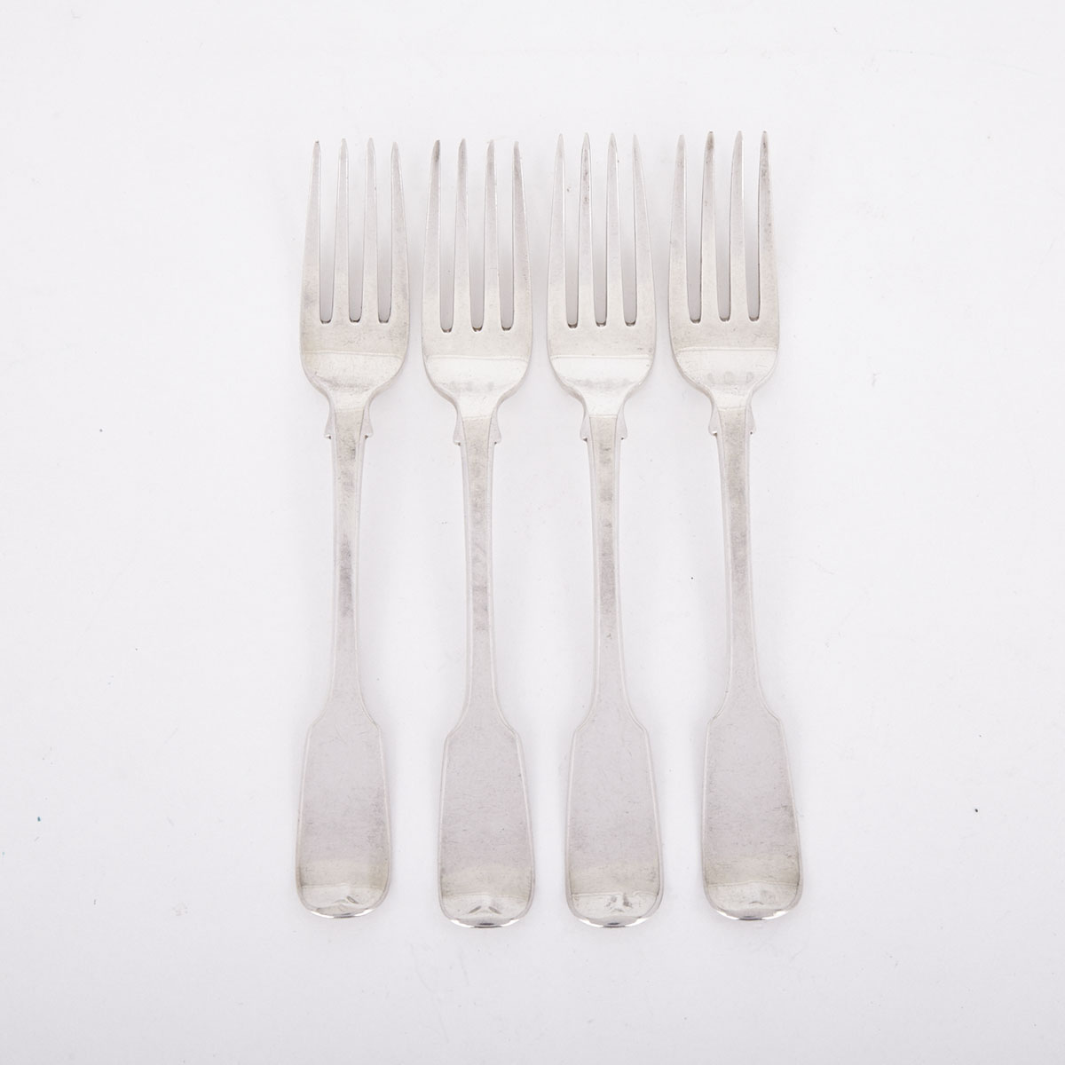 Four Canadian Silver Fiddle Pattern Dessert Forks, William C. Morrison, Toronto, Ont., mid-19th century 
