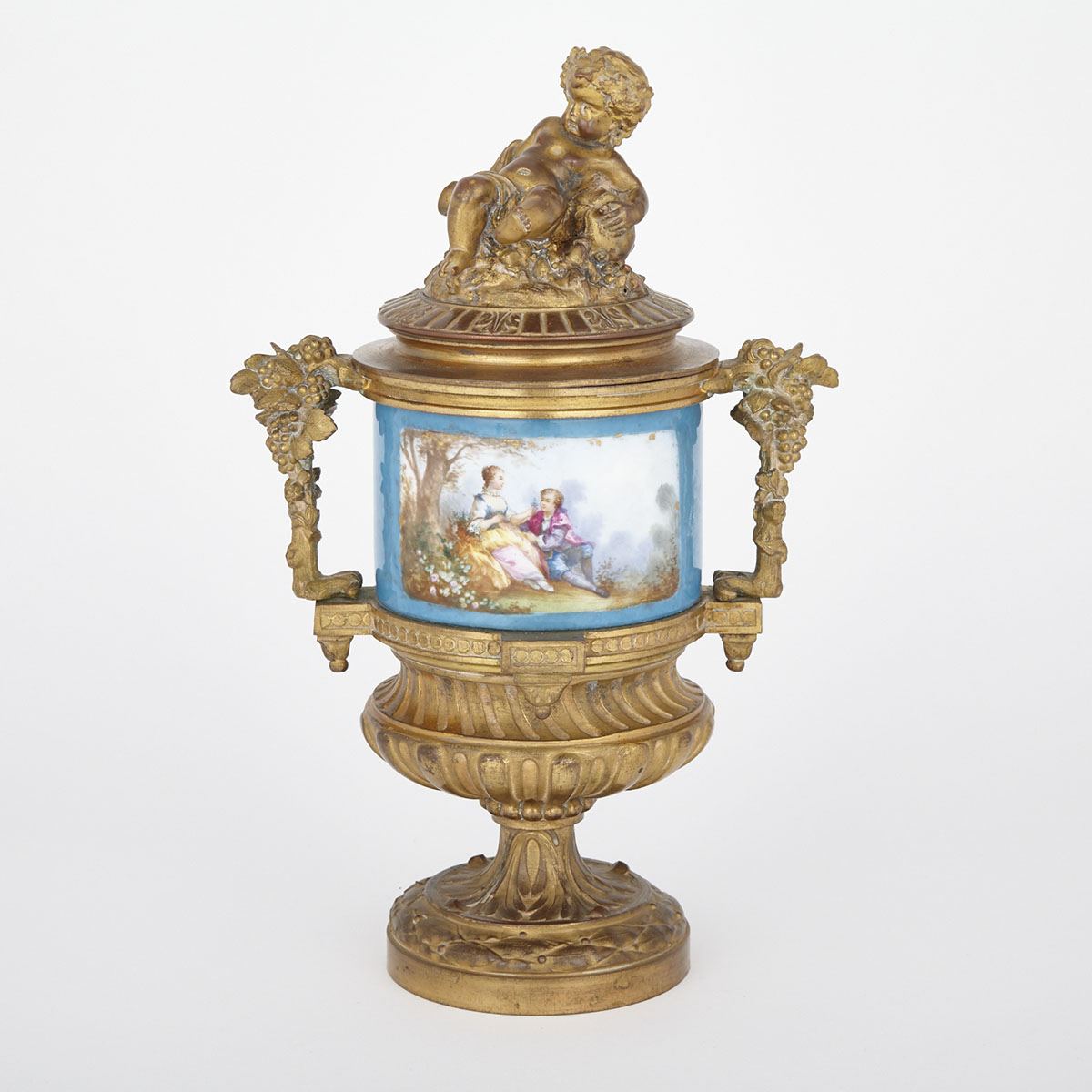‘Sèvres’ Porcelain Mounted Ormolu Vase and Cover, late 19th century