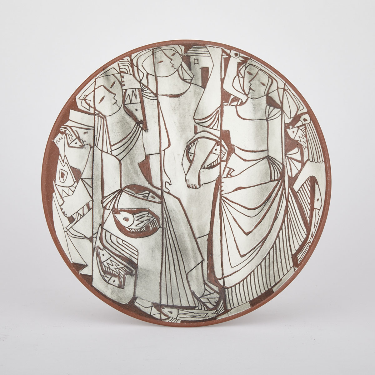 Brooklin Pottery Circular Plaque, Theo and Susan Harlander, 1960s