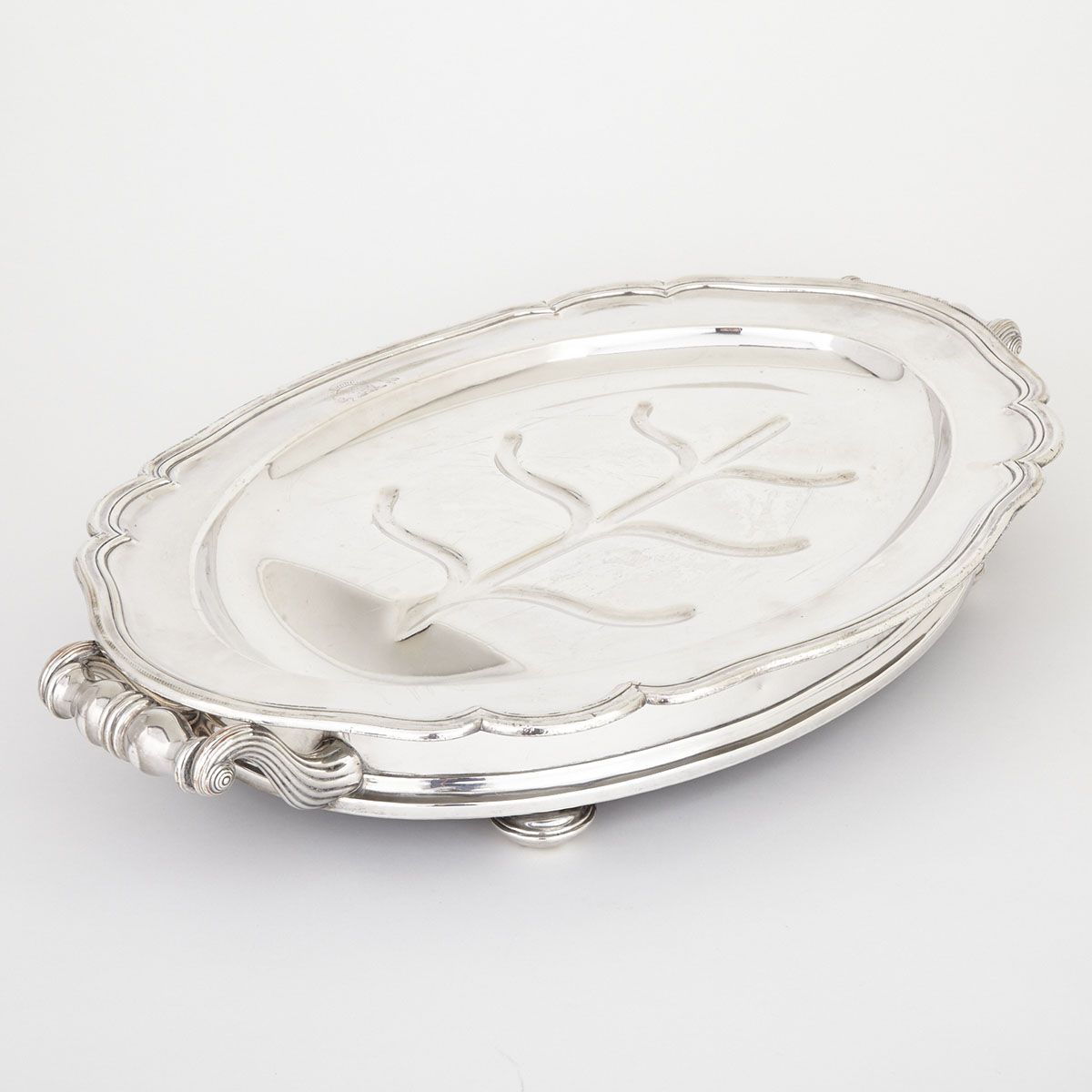 Old Sheffield Plate Two-Handled Well and Tree Warming Platter, c.1830