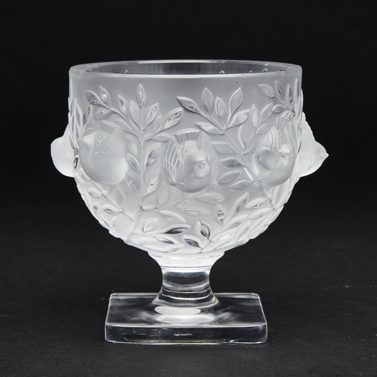 ‘Elizabeth’, Lalique Moulded and Frosted Glass Footed Bowl, post-1945