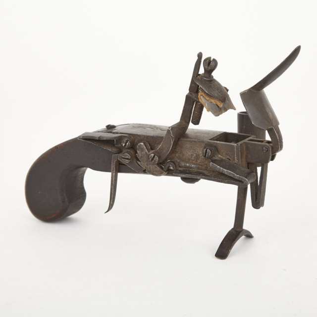 English Pistol Form Flintlock Tinder Lighter, 18th century