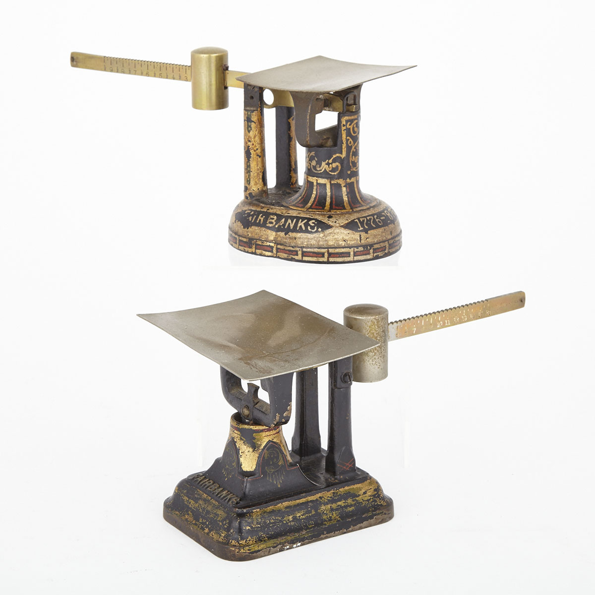 Two American Fairbanks Manufacturing Co. Cast Iron and Brass Postal Scales, 19th century