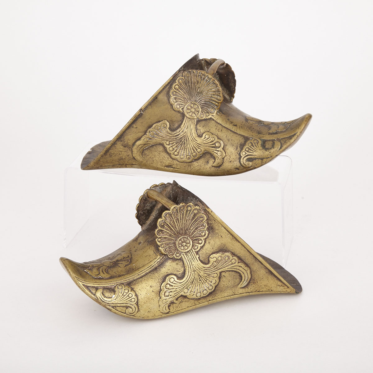 Pair of Spanish Colonial  Brass ‘Conquistador’ Stirrups, 19th century or earlier
