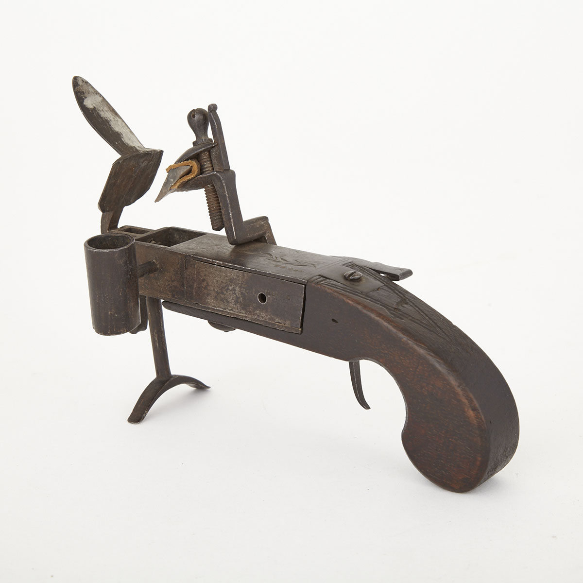 English Pistol Form Flintlock Tinder Lighter, 18th century
