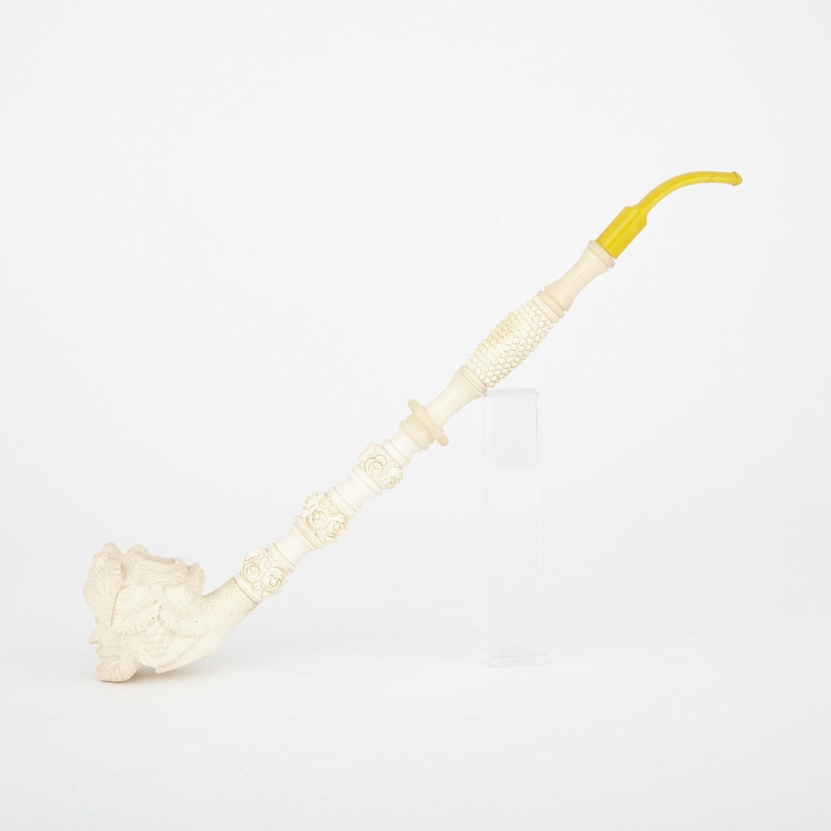 Large Austrian Carved and Turned Meerschaum Pipe, early-mid 20th century