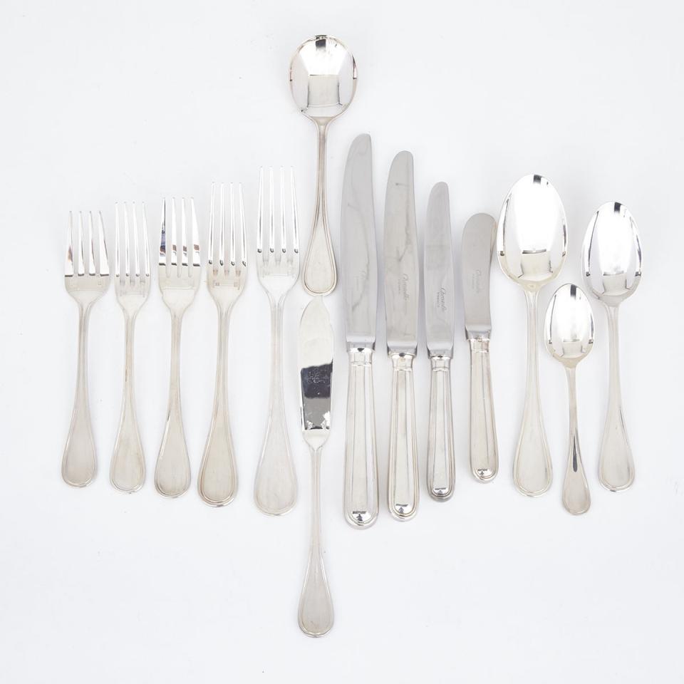 French Silver Plated ‘Albi’ Pattern Flatware Service, Christofle, 20th century 