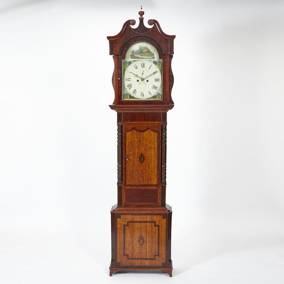 English Oak and Mahogany Tall Case Clock, 1st half, George Banks, Darleston [sic], 1835