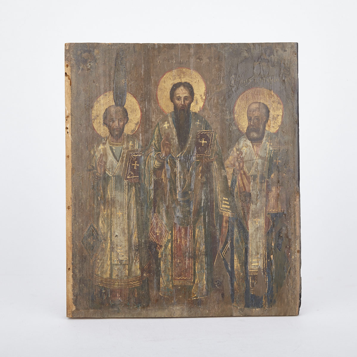 Russian Icon of Three Saints, 19th century
