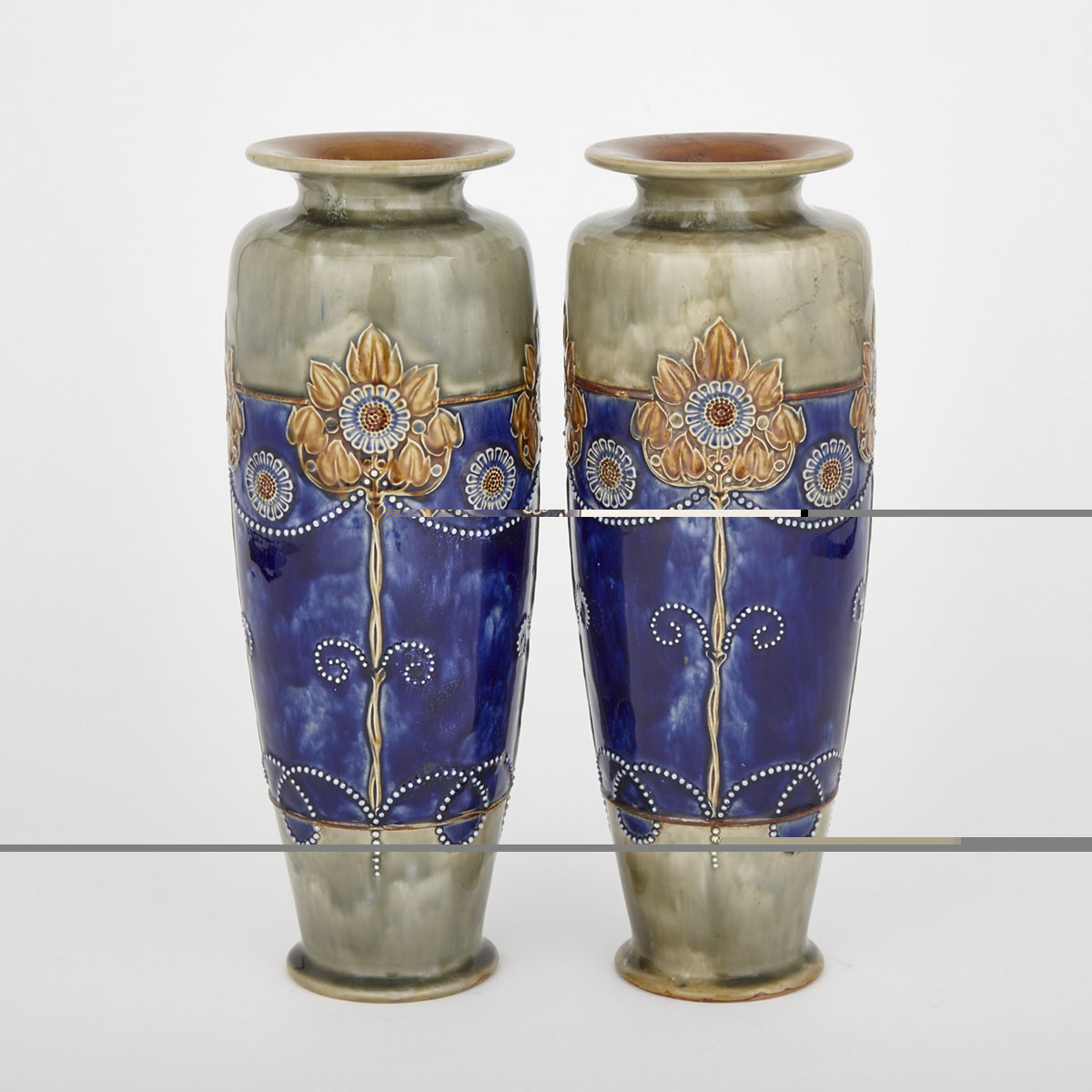 Pair of Royal Doulton Stoneware Large Vases, early 20th century