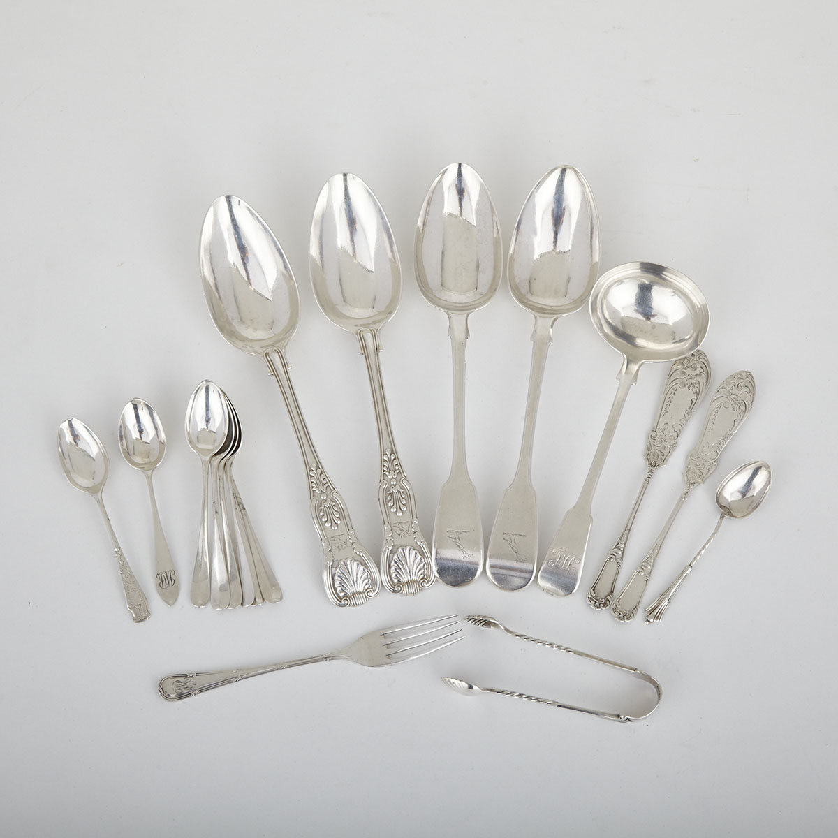 Group of George III and Later English Silver Flatware, c.1773-1930