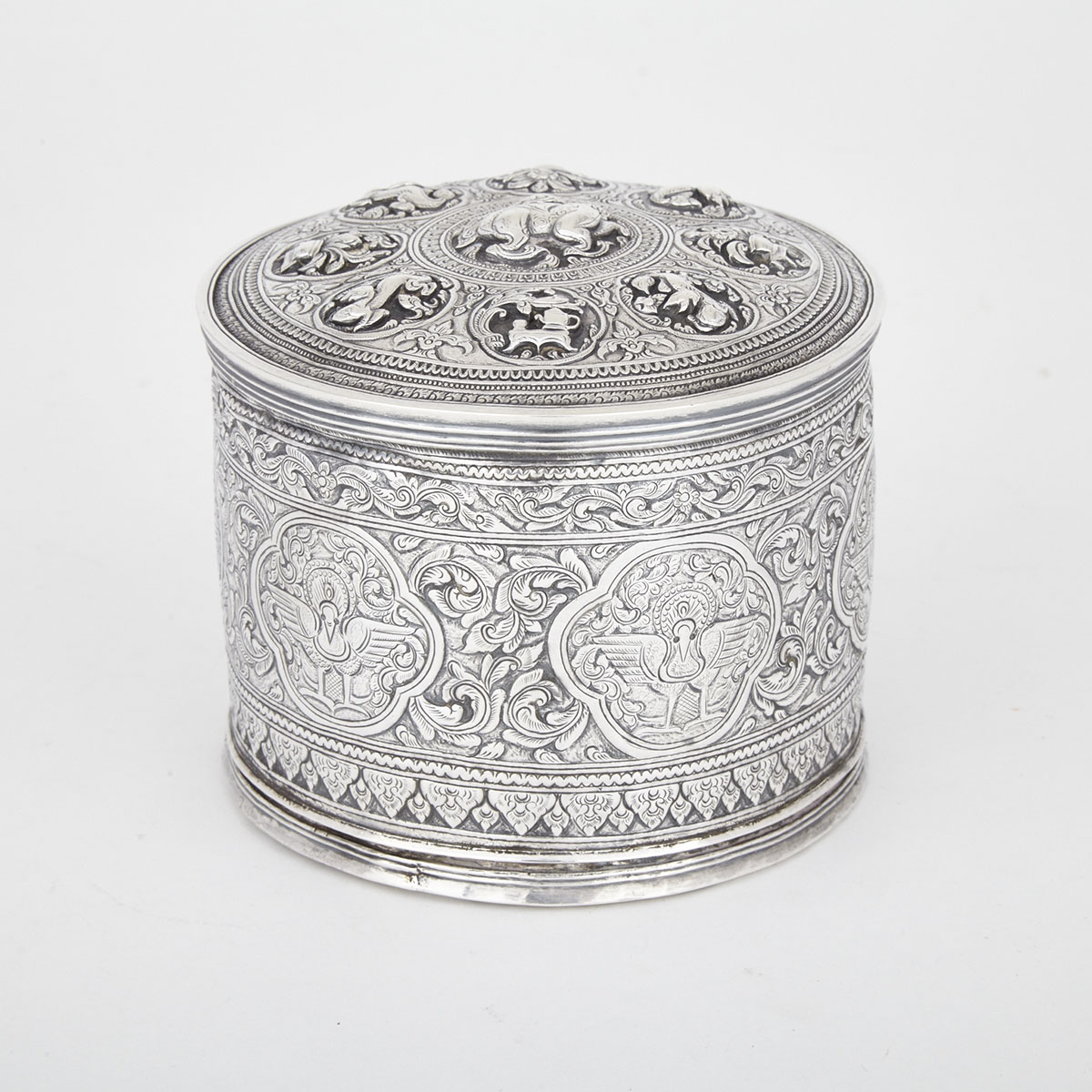 Eastern Silver Canister, probably Burmese, late 19th century